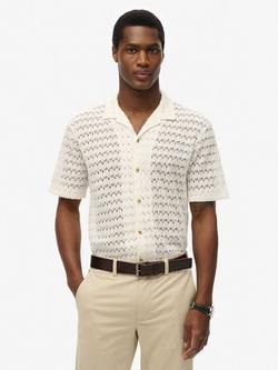 Superdry Knitted Texture Cotton Blend Shirt, White