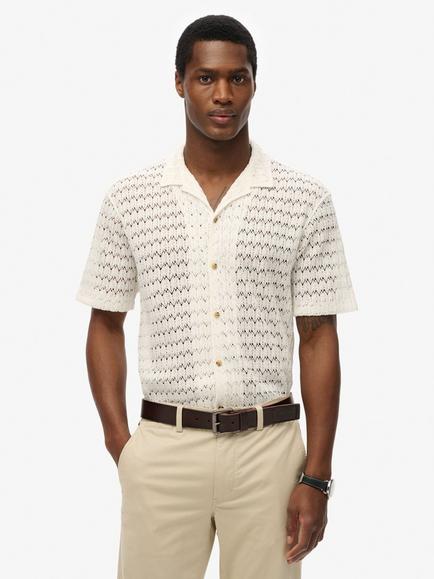 Superdry Knitted Texture Cotton Blend Shirt, White
