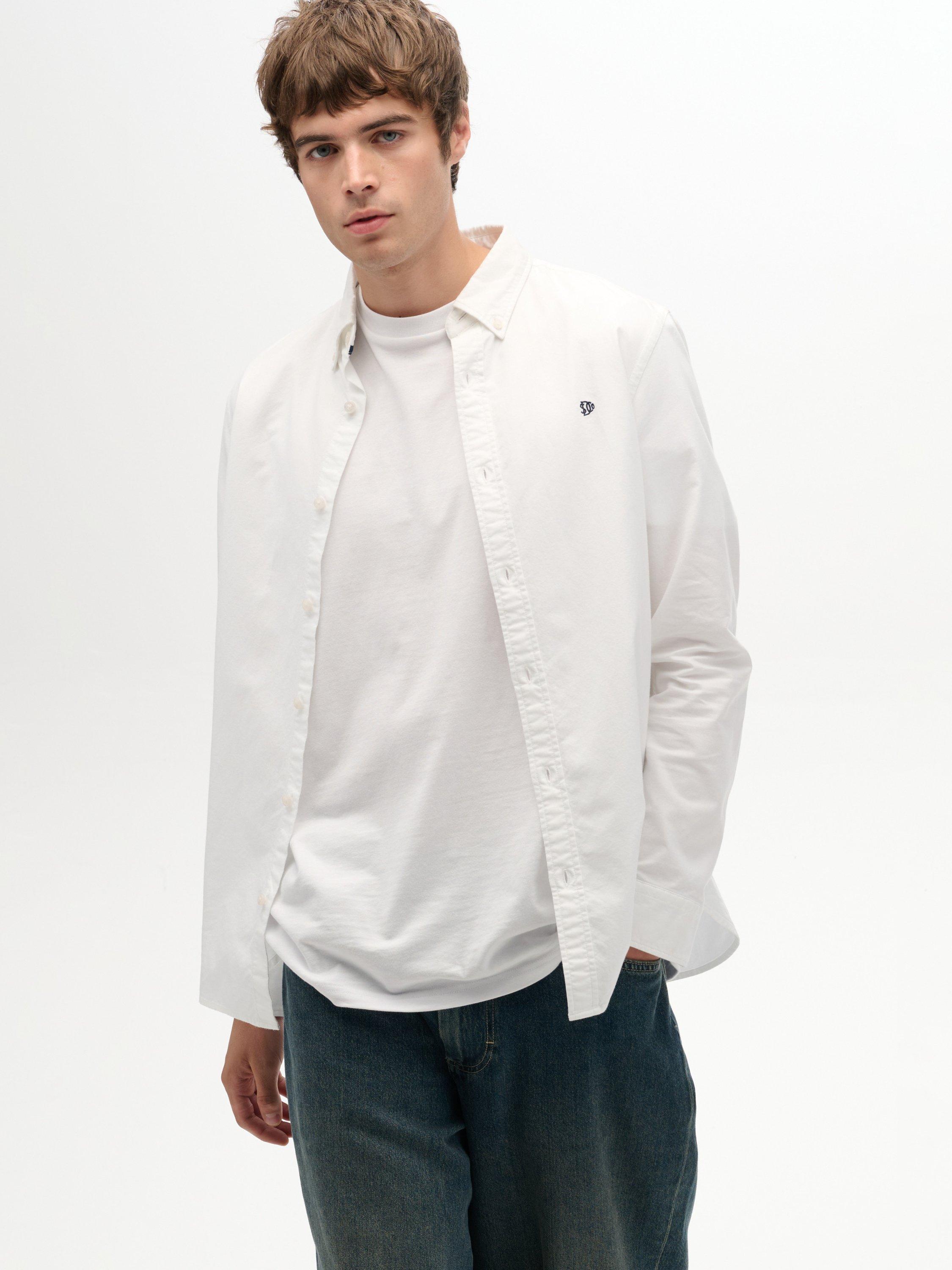 Product image 4 of 11, which shows Superdry Cotton Regular Fit Oxford Shirt, Optic White, S