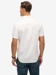 Superdry City Cotton Linen Blend Short Sleeve Shirt, Sky Blue Chambray