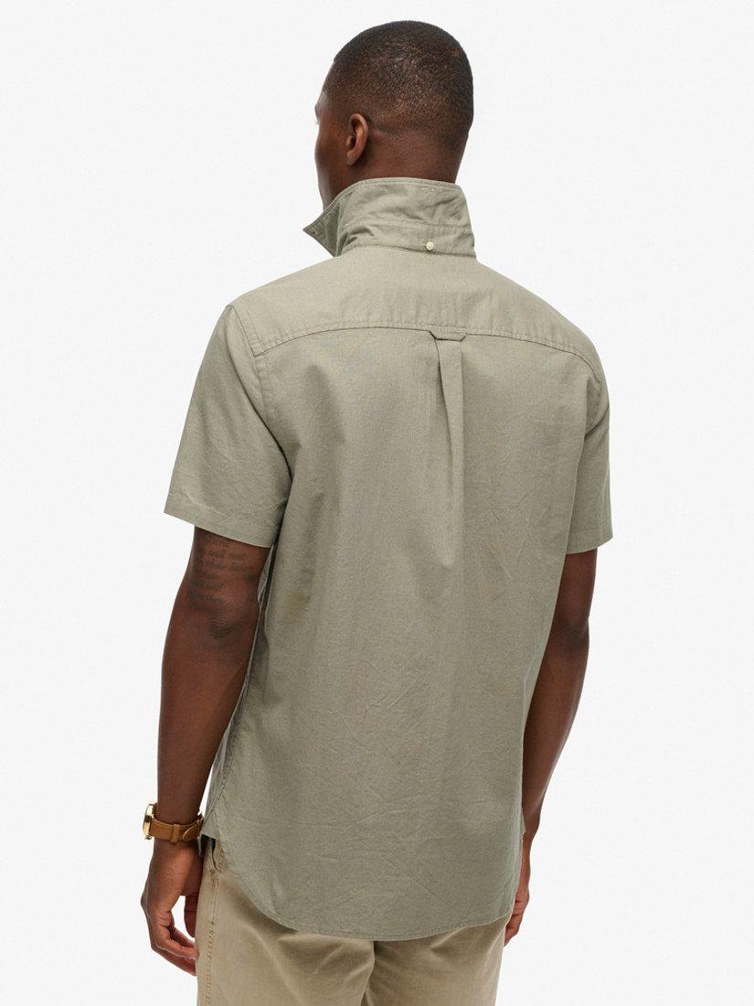 Product image 2 of 11, which shows Superdry City Cotton Linen Blend Short Sleeve Shirt, Bay Green, S