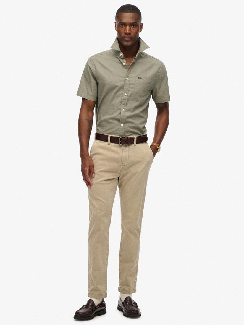 Product image 3 of 11, which shows Superdry City Cotton Linen Blend Short Sleeve Shirt, Bay Green, S