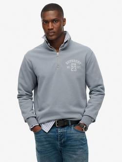 Superdry Athletic Essentials 1/2 Zip Sweatshirt, Stone Blue Grey