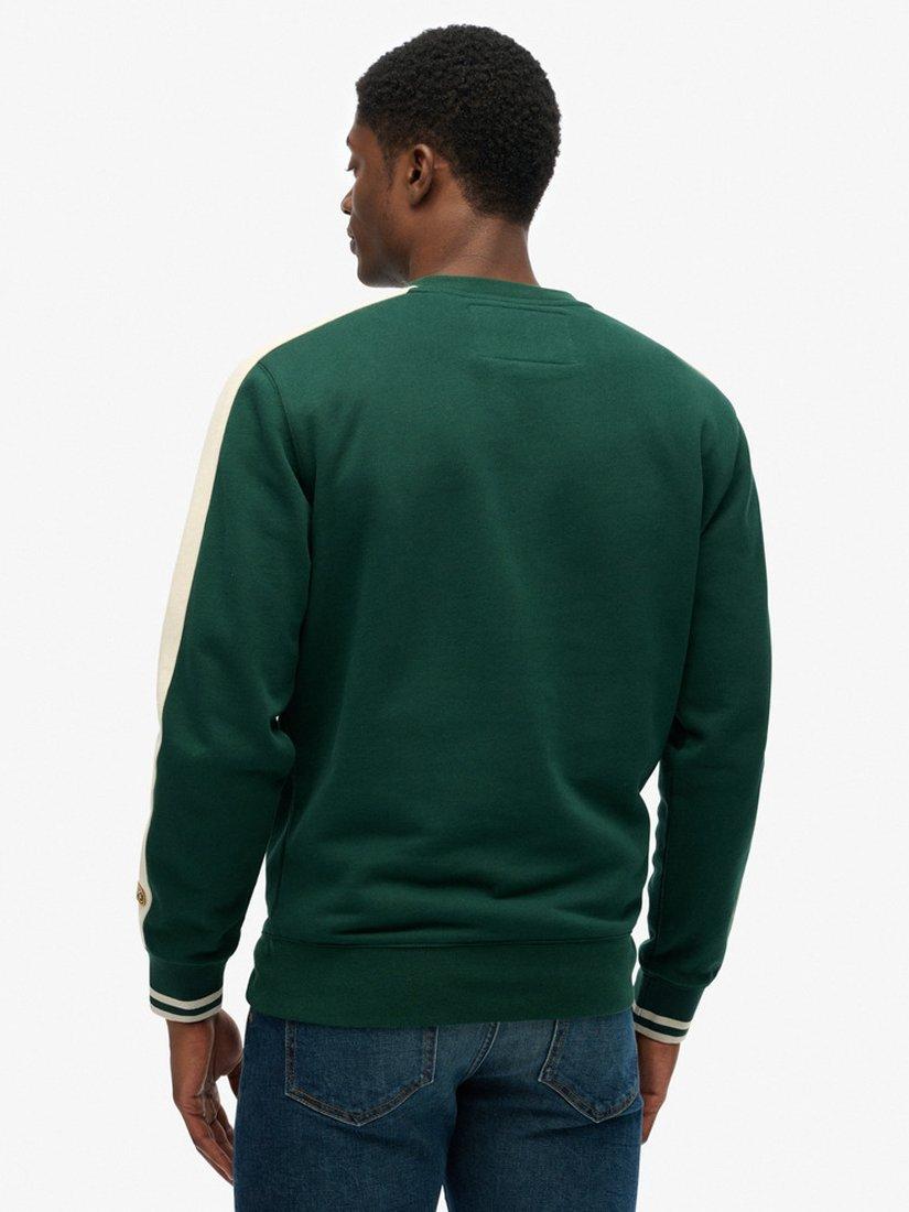 Product image 2 of 5, which shows Superdry Athletic Club Crew Neck Cotton Sweatshirt, Enamel Green, S