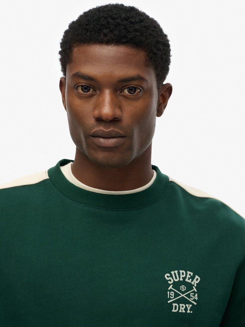 Product image 4 of 5, which shows Superdry Athletic Club Crew Neck Cotton Sweatshirt, Enamel Green, S