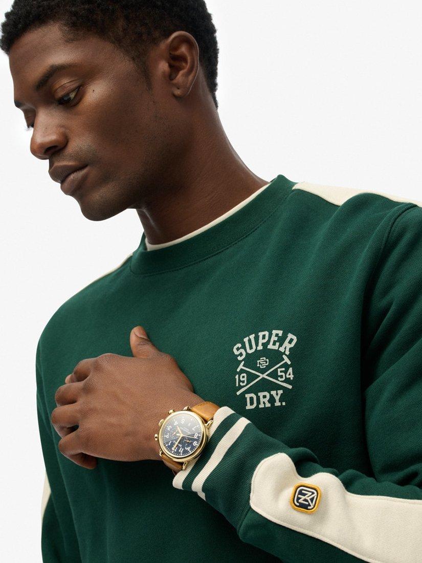 Product image 5 of 5, which shows Superdry Athletic Club Crew Neck Cotton Sweatshirt, Enamel Green, S