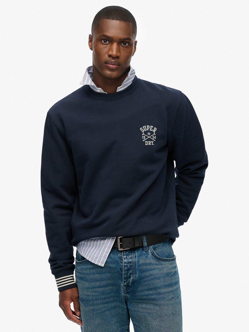 Product image 1 of 4, which shows Superdry Athletic Club Crew Sweatshirt, Nautical Navy, S