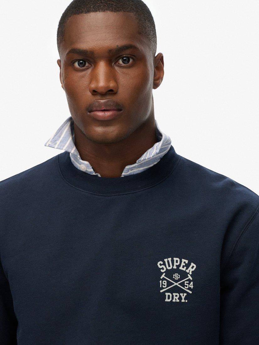 Product image 4 of 4, which shows Superdry Athletic Club Crew Sweatshirt, Nautical Navy, S