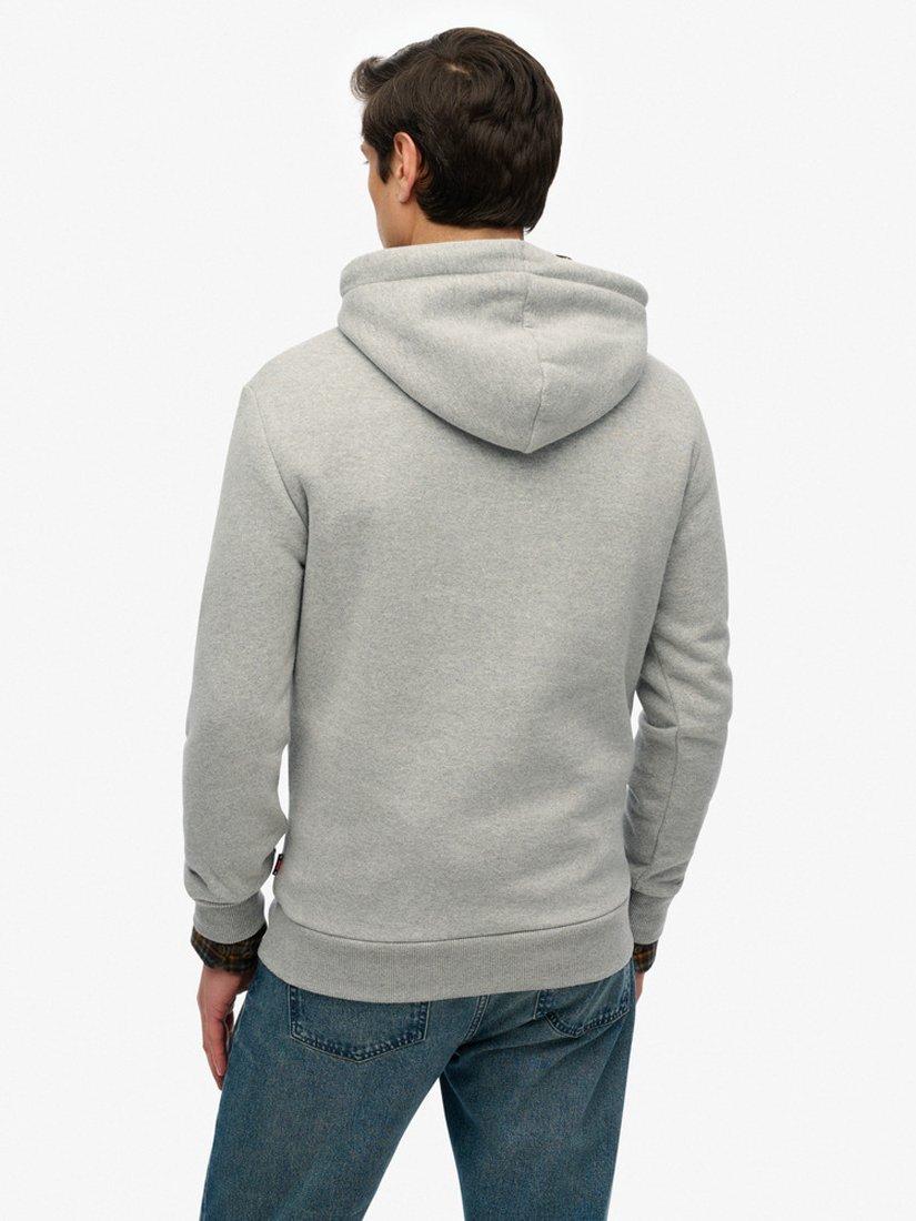 Product image 2 of 5, which shows Superdry Cotton Blend Leathers Hoodie, Grey Marl, S