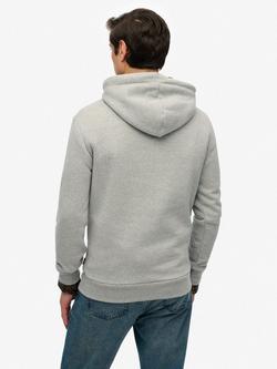 Superdry Cotton Blend Leathers Hoodie, Grey Marl - view 2, Grey Marl