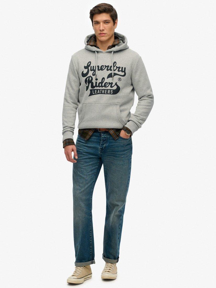 Product image 3 of 5, which shows Superdry Cotton Blend Leathers Hoodie, Grey Marl, S