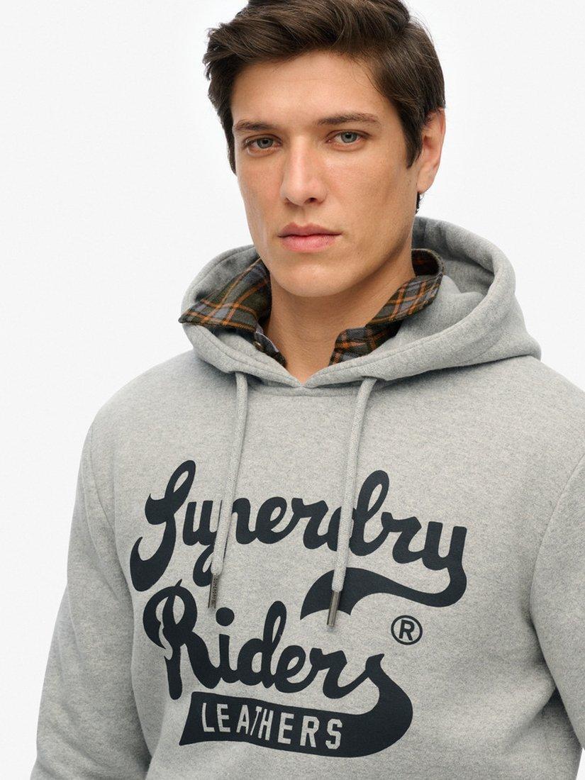 Product image 4 of 5, which shows Superdry Cotton Blend Leathers Hoodie, Grey Marl, S
