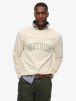 Superdry Athletic Essentials Crew Sweatshirt, Desert Bone   White