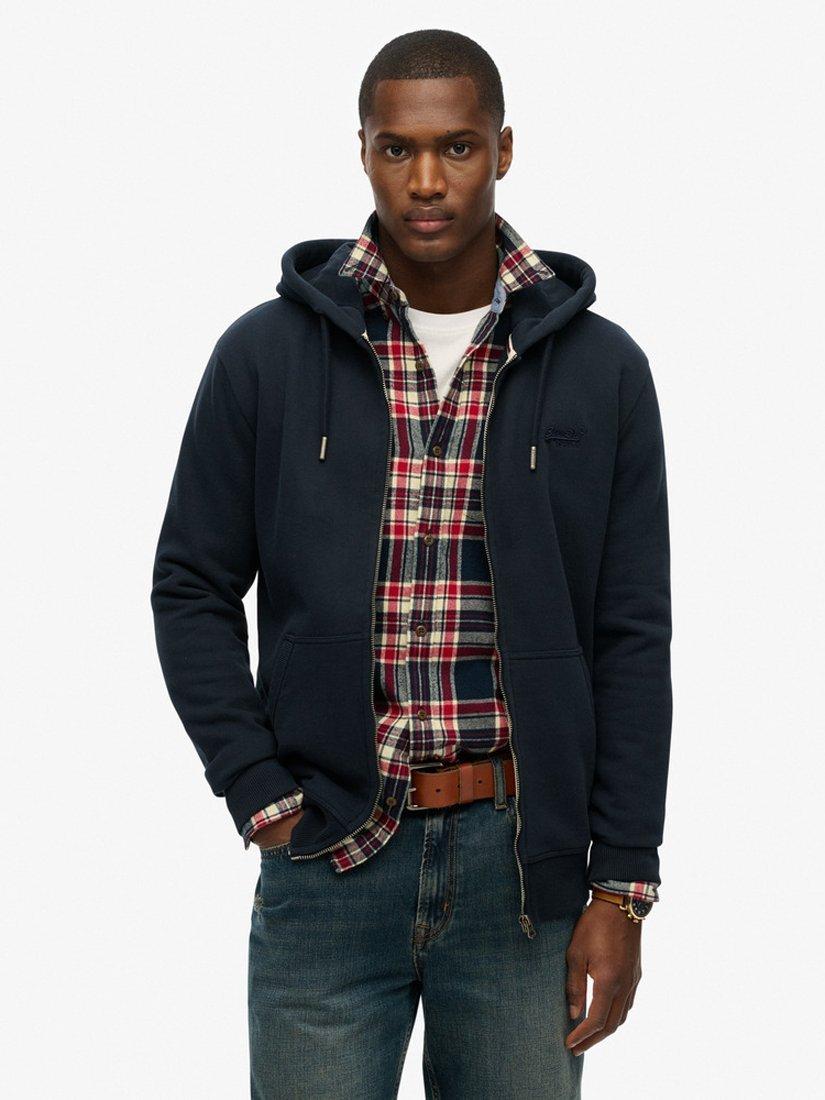 Product image 1 of 4, which shows Superdry Essential Logo Zip Hoodie, Eclipse Navy, S