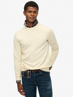 Superdry Essentials Cotton Knit Jumper, Classic Cream