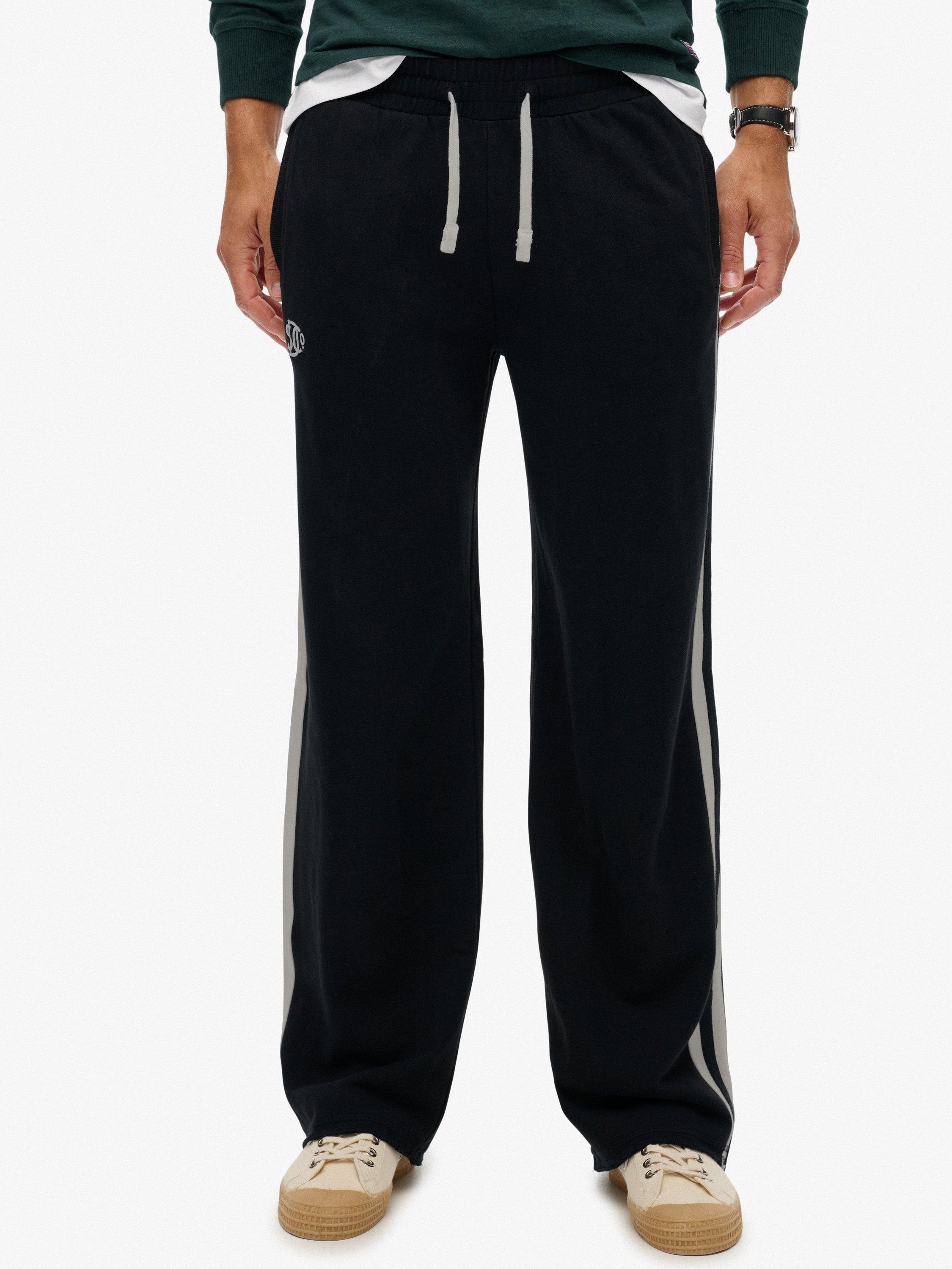 Product image 4 of 6, which shows Superdry Cotton Stripe Joggers, Navy/Bone White, S