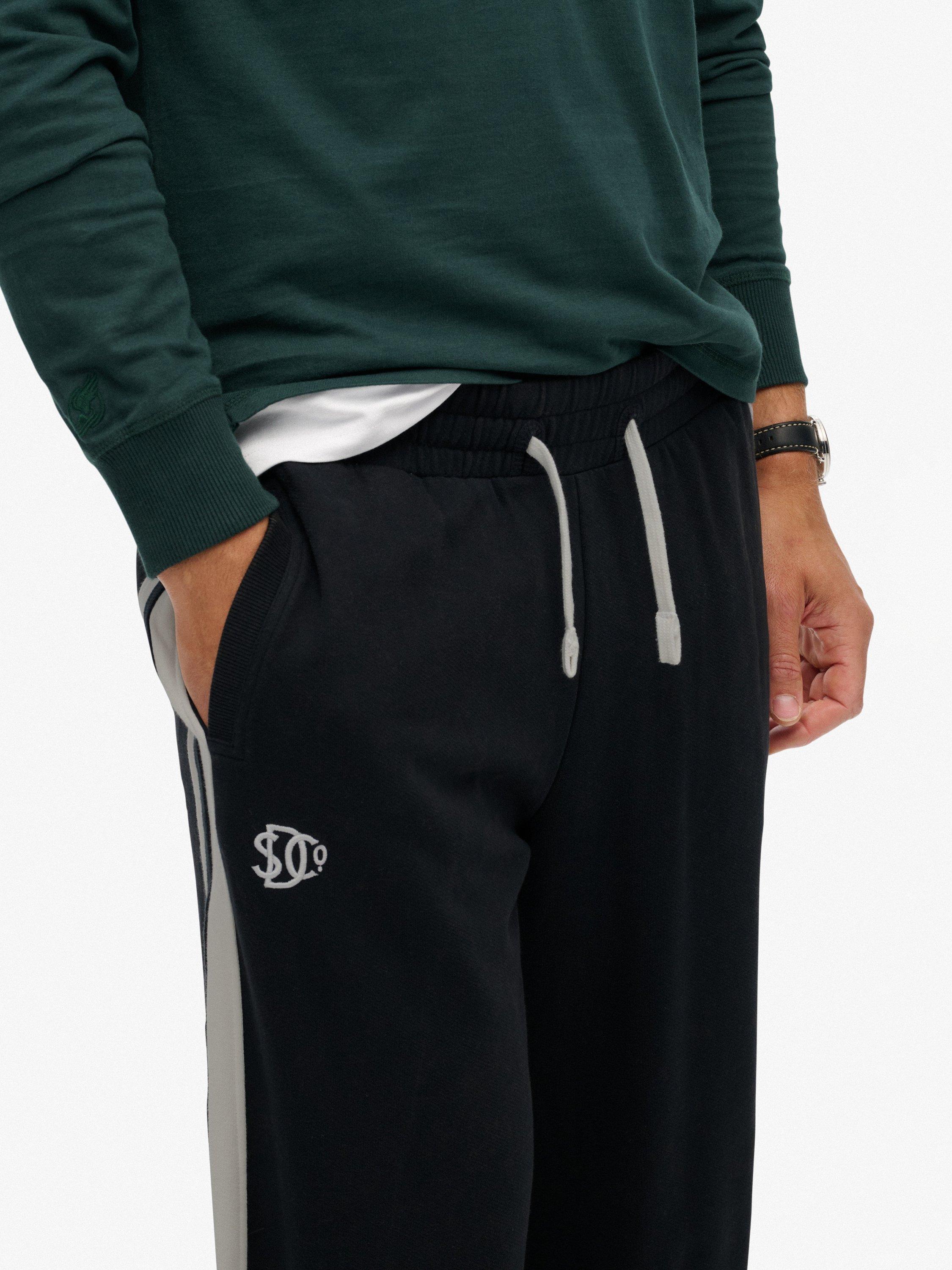 Product image 6 of 6, which shows Superdry Cotton Stripe Joggers, Navy/Bone White, S