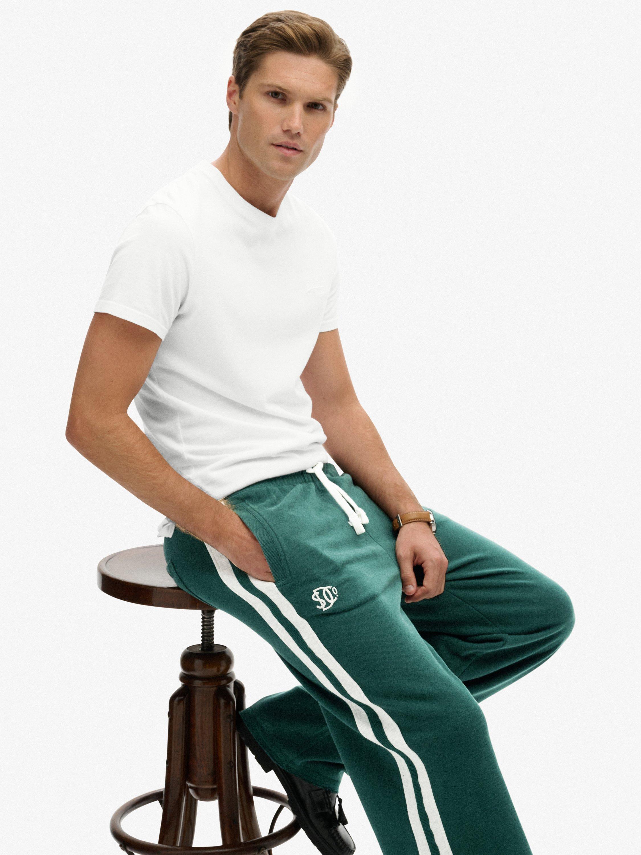 Product image 6 of 6, which shows Superdry Athletic Fives Joggers, Green/Cadet Grey, S