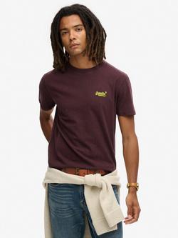 Superdry Essential Logo Cotton T-Shirt, Port Marl/Yellow