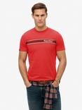 Superdry Venue Logo Stripe Relaxed T-Shirt, Ferra Red Marl