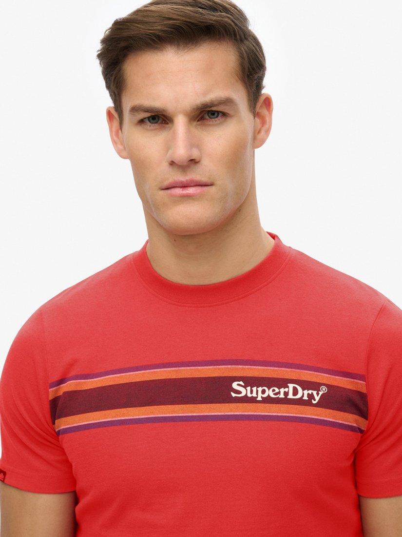 Product image 4 of 5, which shows Superdry Venue Logo Stripe Relaxed T-Shirt, Ferra Red Marl, S
