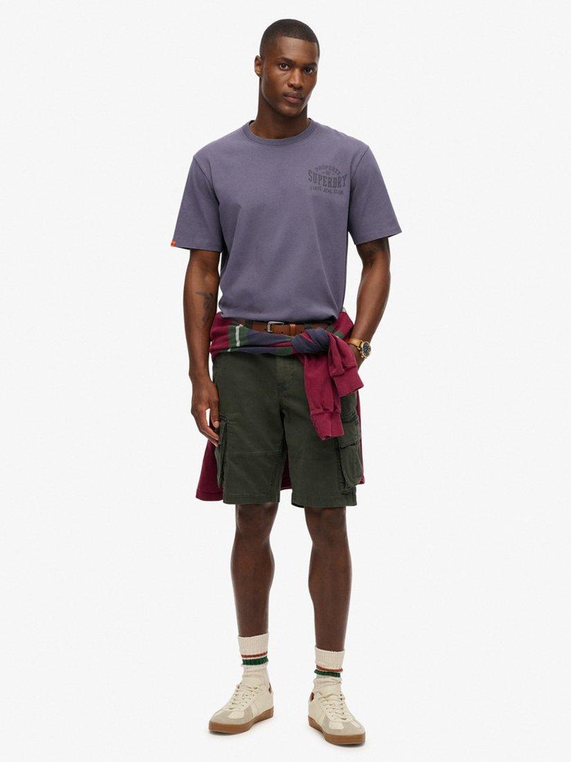 Product image 3 of 5, which shows Superdry Cotton Regular Fit Athletic Essential Graphic T-Shirt, Purple, S