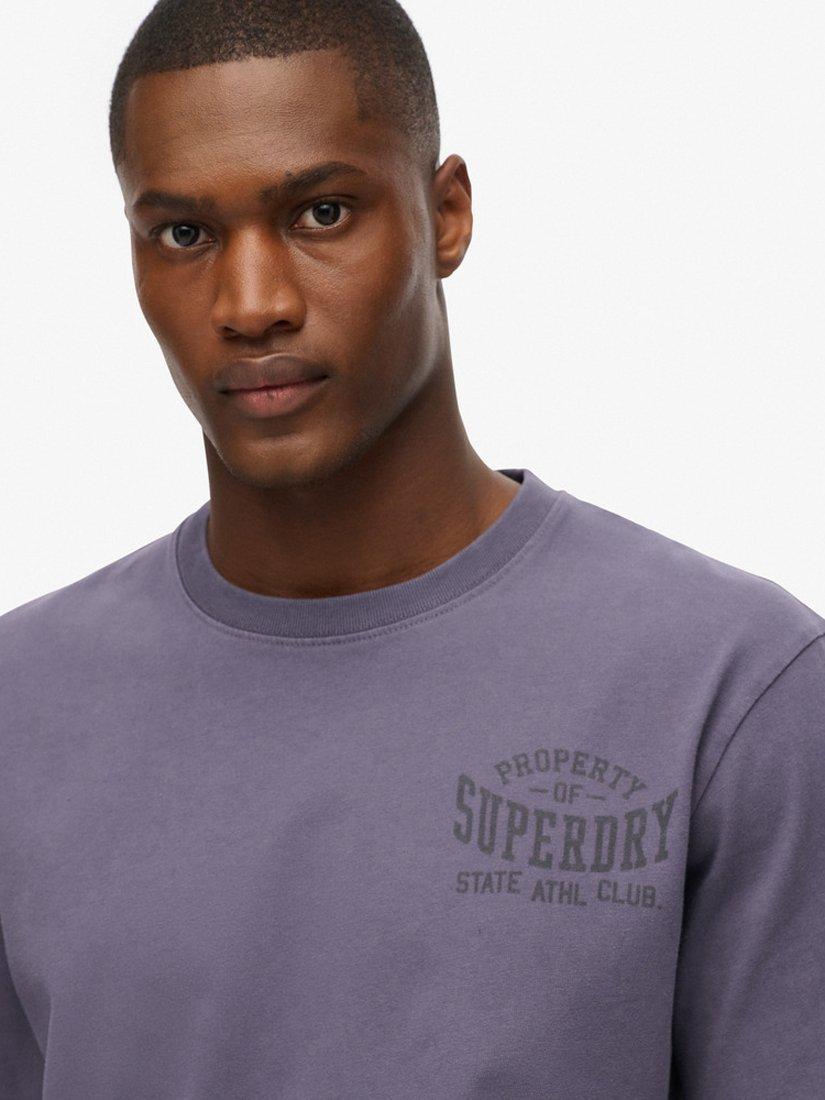 Product image 4 of 5, which shows Superdry Cotton Regular Fit Athletic Essential Graphic T-Shirt, Purple, S