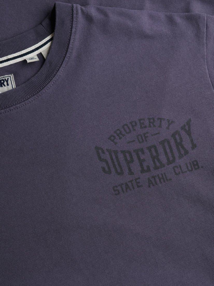 Product image 5 of 5, which shows Superdry Cotton Regular Fit Athletic Essential Graphic T-Shirt, Purple, S