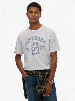Superdry Athletic Essential Graphic T-Shirt, Nautical Navy, Cadet Grey Marl