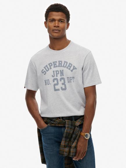 Superdry Athletic Essential Graphic T-Shirt, Cadet Grey Marl