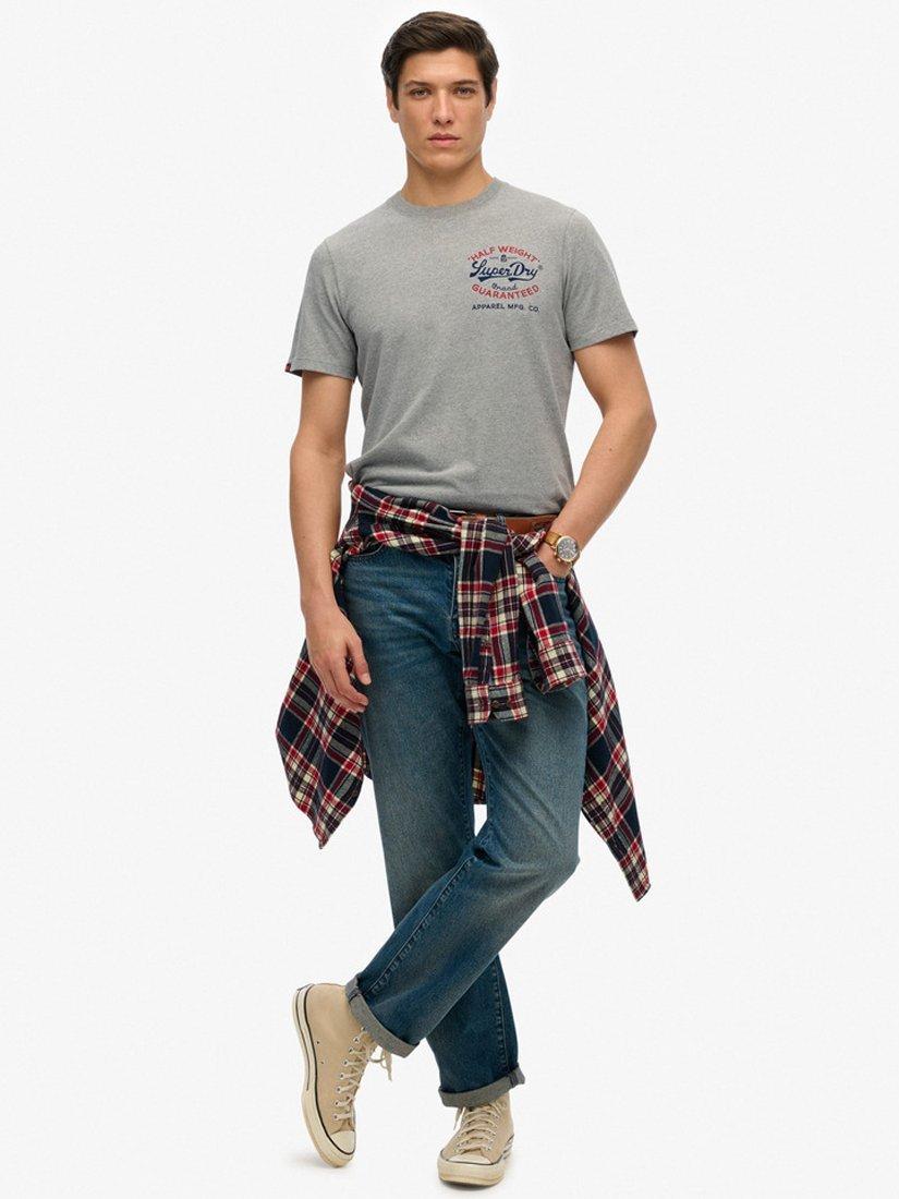Product image 3 of 5, which shows Superdry Vintage Workwear Relaxed T-Shirt, Light Grey True Grit, S