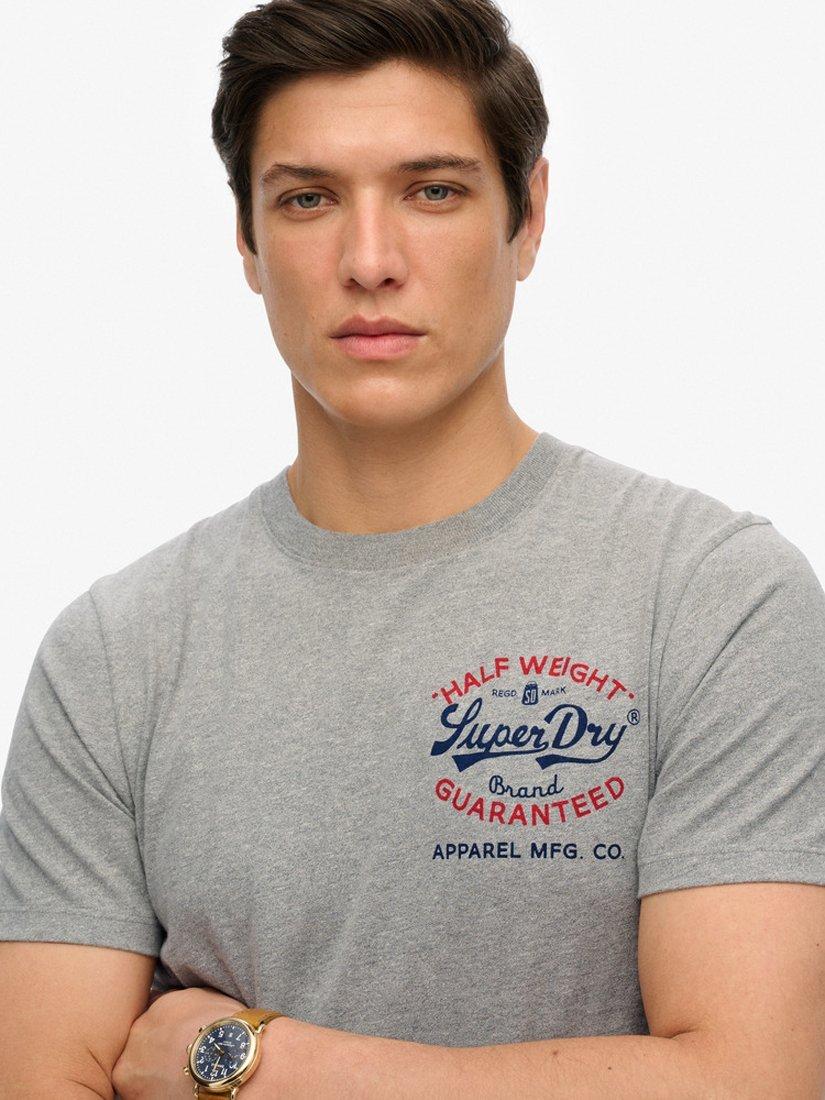 Product image 4 of 5, which shows Superdry Vintage Workwear Relaxed T-Shirt, Light Grey True Grit, S