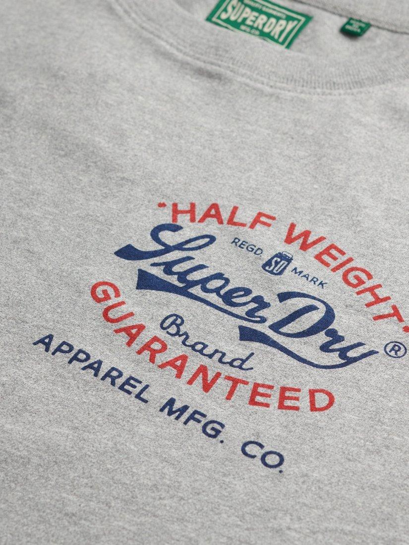Product image 5 of 5, which shows Superdry Vintage Workwear Relaxed T-Shirt, Light Grey True Grit, S