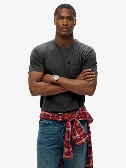 Superdry Cotton Classic Essential Pocket T-Shirt, Washed Jet Black
