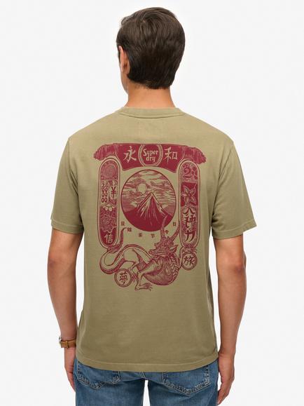 Superdry Tokyo Narrative Loose T-Shirt - view 2, Light Khaki Green