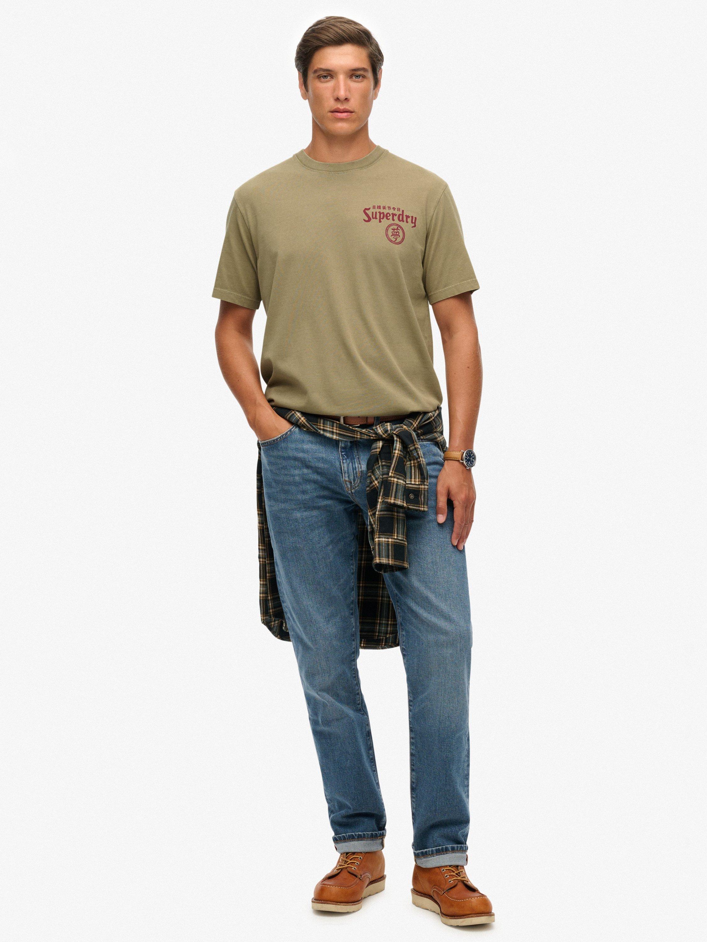 Product image 3 of 6, which shows Superdry Tokyo Narrative Loose T-Shirt, Light Khaki Green, S