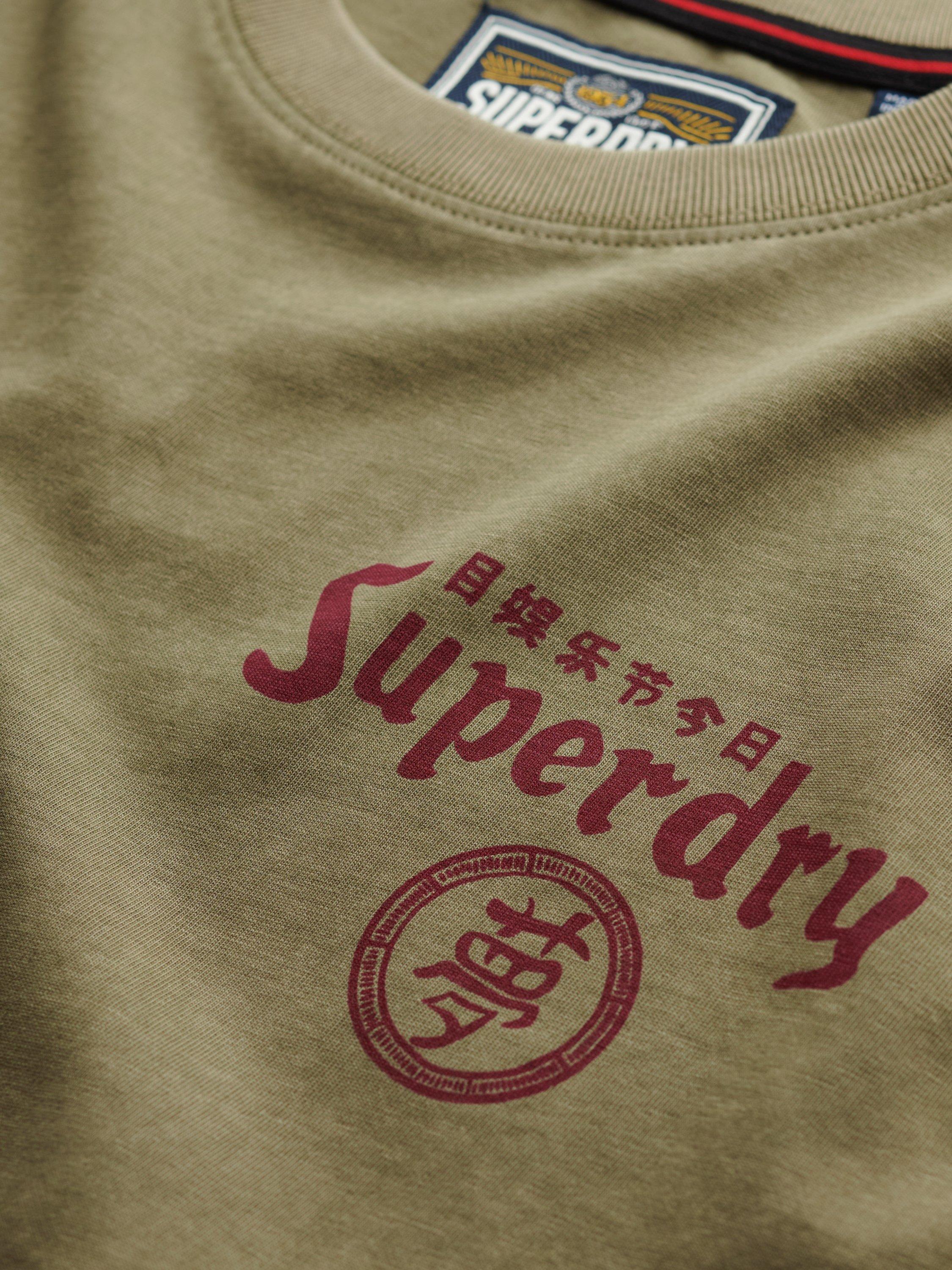 Product image 6 of 6, which shows Superdry Tokyo Narrative Loose T-Shirt, Light Khaki Green, S