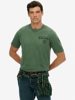 Superdry Crew Neck Graphic Print Cotton T-Shirt, Ice Green