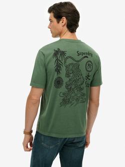 Superdry Crew Neck Graphic Print Cotton T-Shirt - view 2, Ice Green