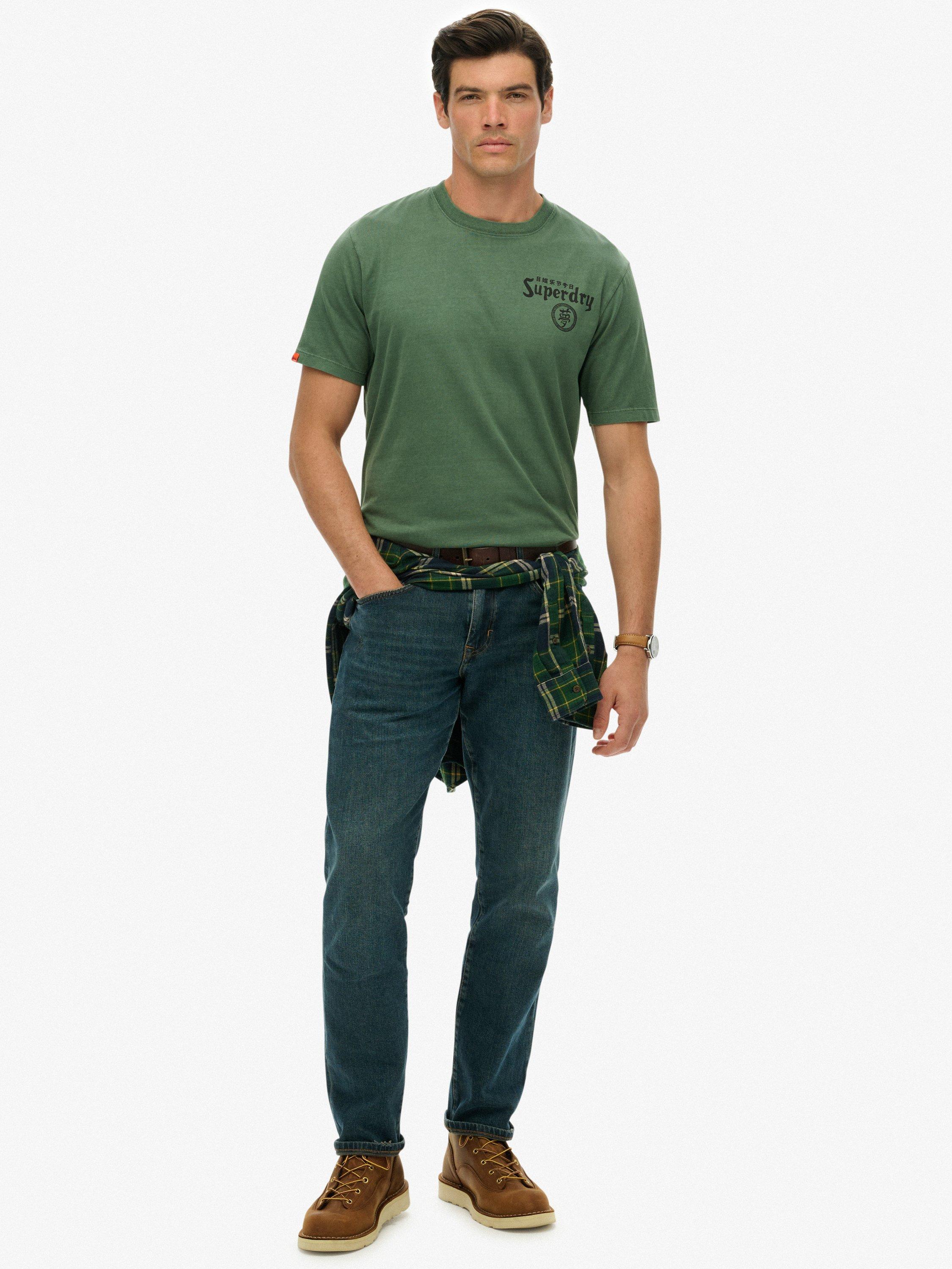 Product image 3 of 6, which shows Superdry Crew Neck Graphic Print Cotton T-Shirt, Ice Green, S