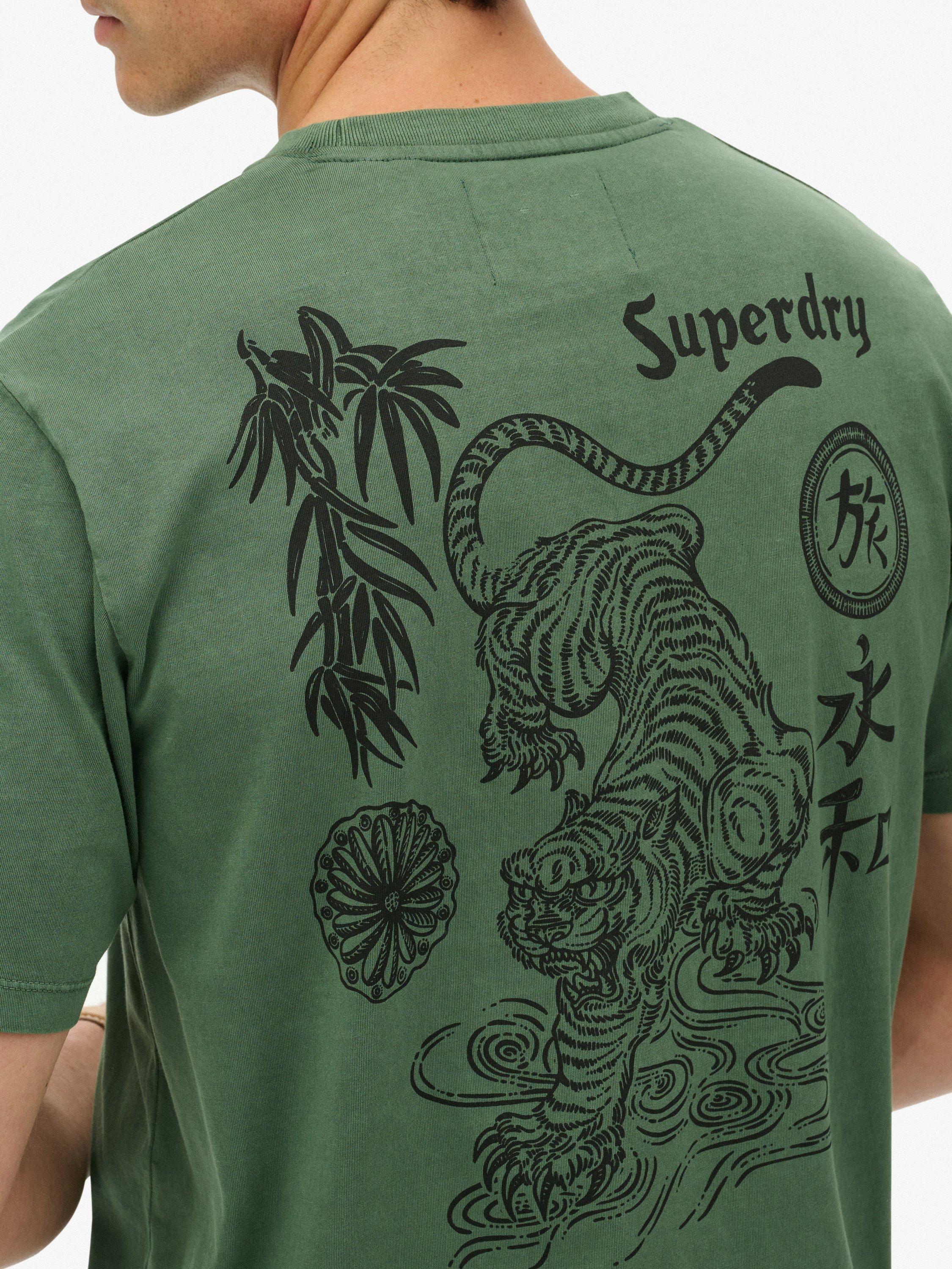 Product image 4 of 6, which shows Superdry Crew Neck Graphic Print Cotton T-Shirt, Ice Green, S