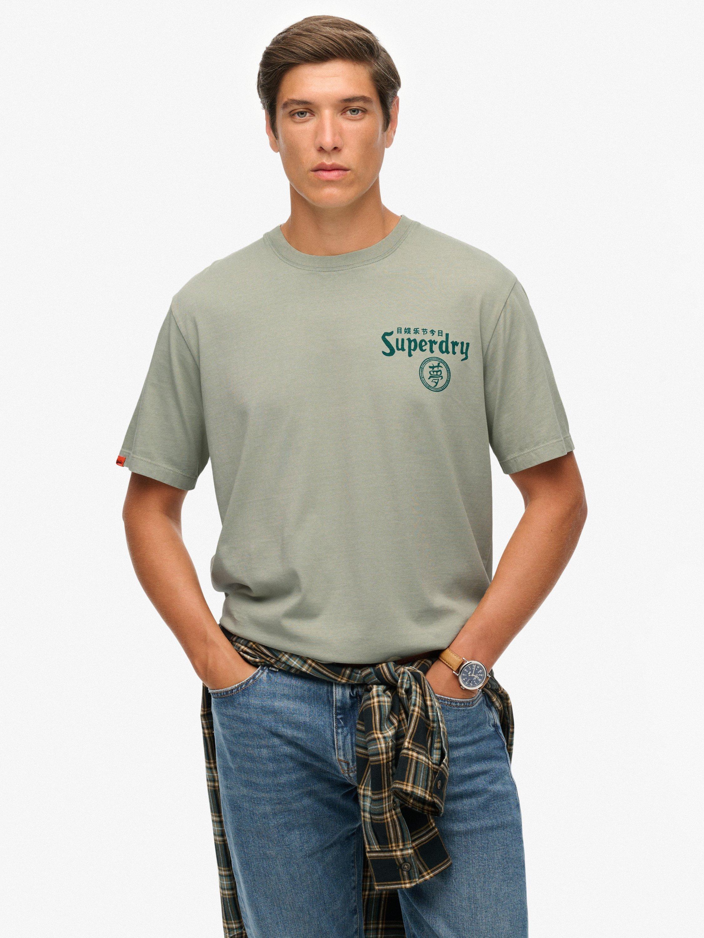 Product image 1 of 5, which shows Superdry Tokyo Narrative Loose T-Shirt, Slate Grey, S