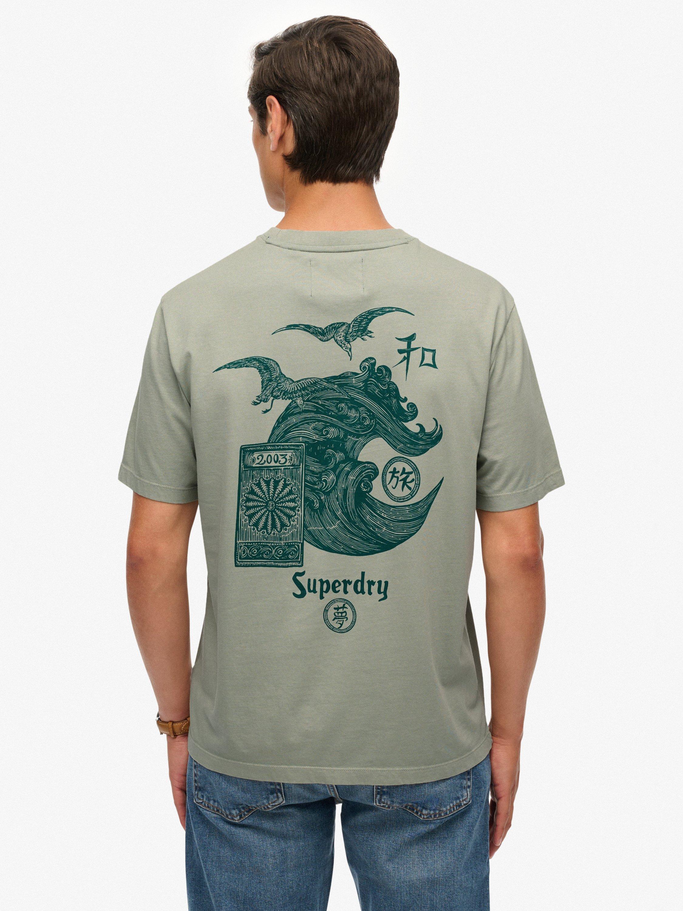 Product image 2 of 5, which shows Superdry Tokyo Narrative Loose T-Shirt, Slate Grey, S