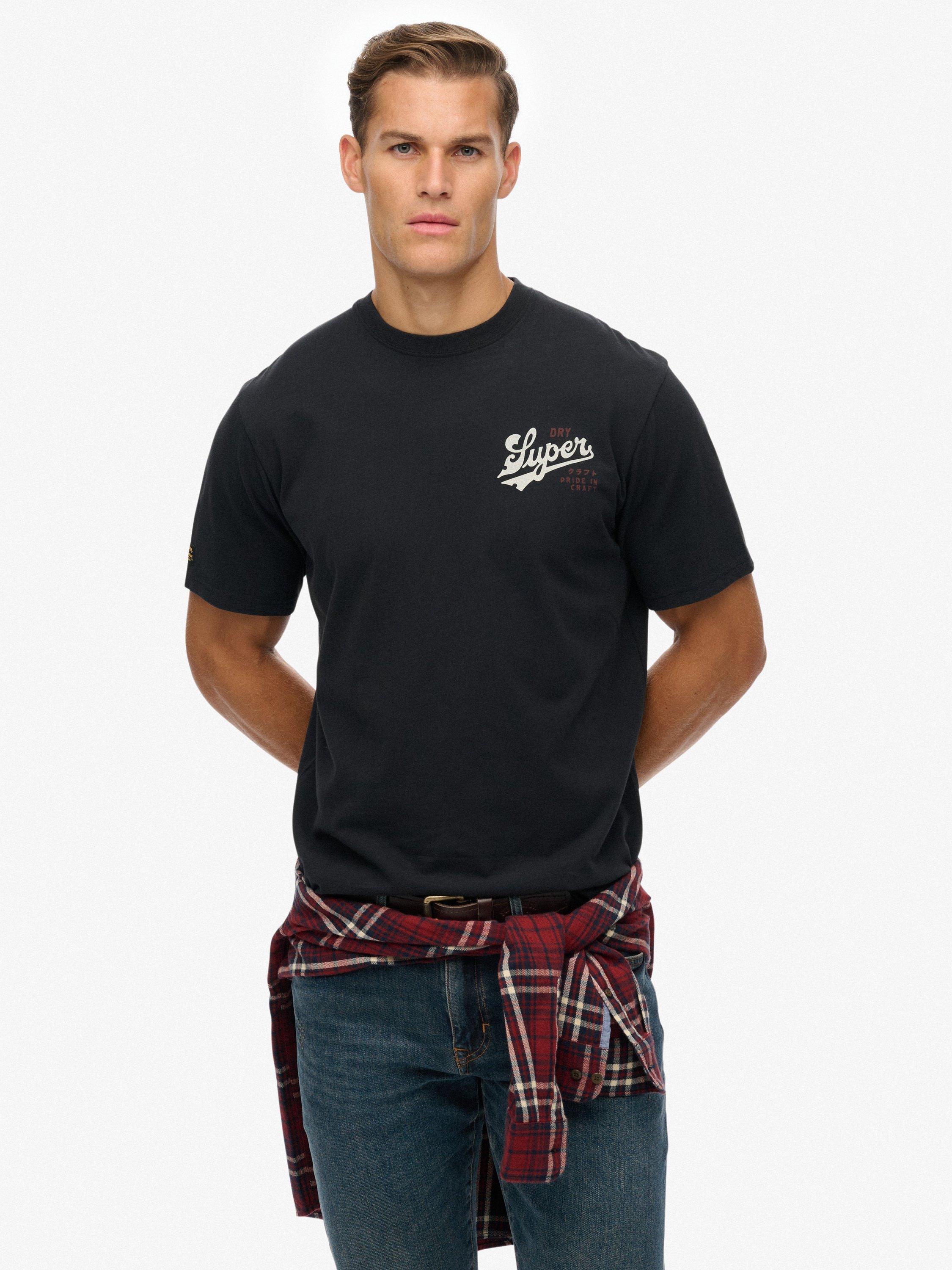Product image 1 of 5, which shows Superdry Cotton Tap Room Oversized T-Shirt, Black, S