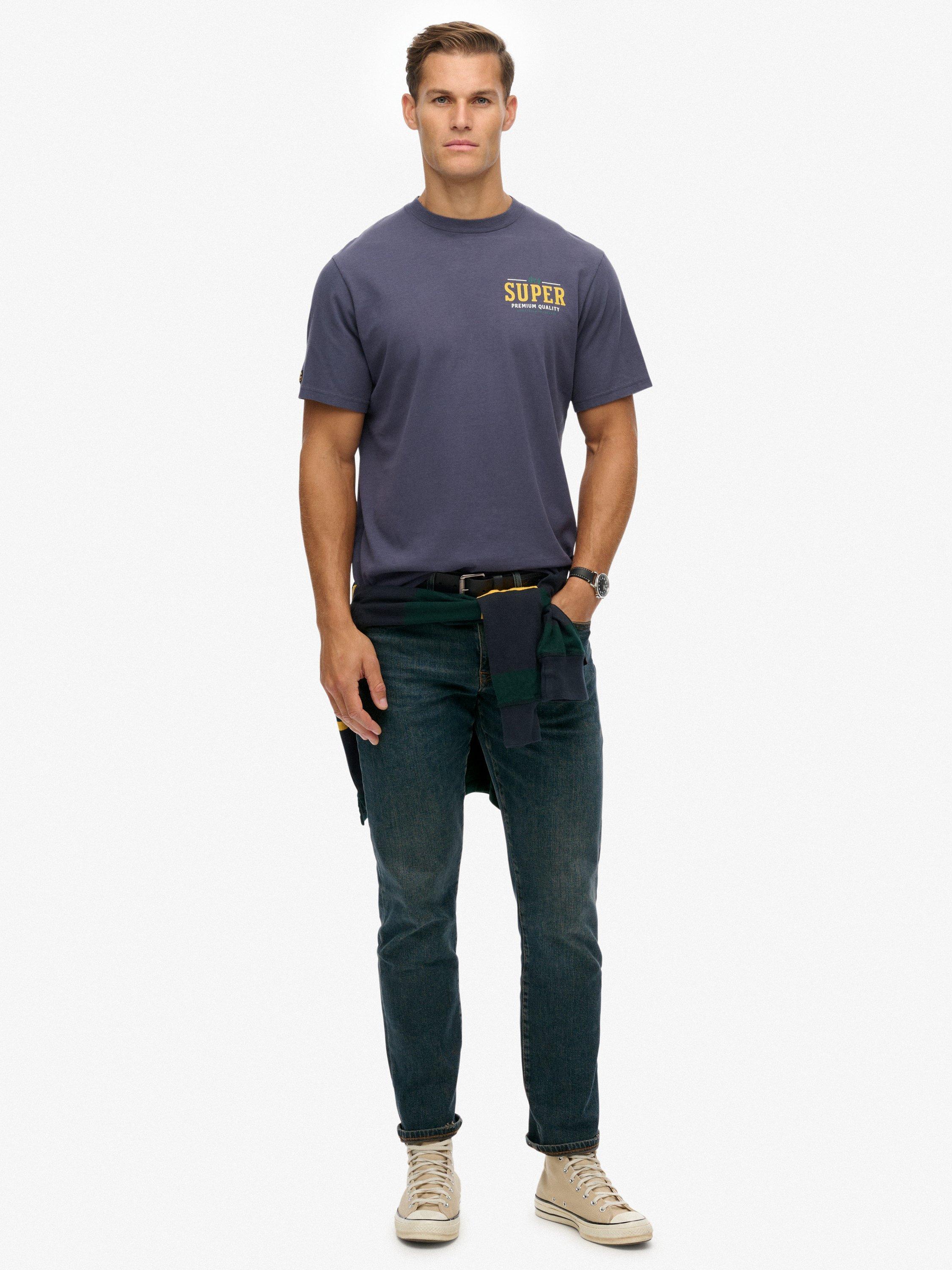 Product image 3 of 5, which shows Superdry Cotton Tap Room Oversized T-Shirt, Lauren Navy, S