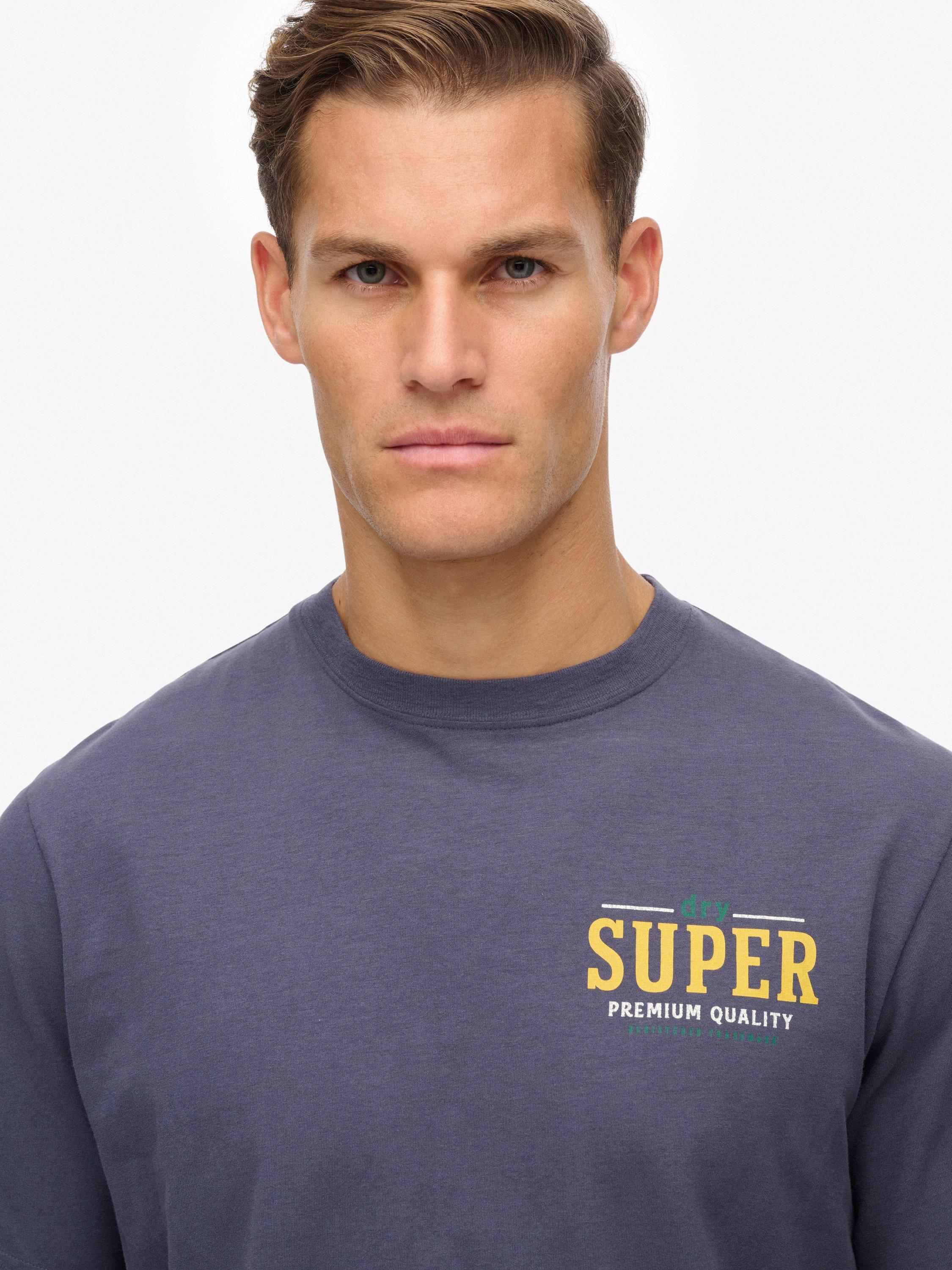 Product image 4 of 5, which shows Superdry Cotton Tap Room Oversized T-Shirt, Lauren Navy, S
