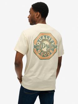 Superdry Cotton Oversized Fit Short Sleeve Tap Room T-Shirt, Dusty White - view 2, Dusty White