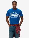 Superdry Cotton Regular Fit Short Sleeve Vintage Logo Workwear T-Shirt, Pilot Mid Blue