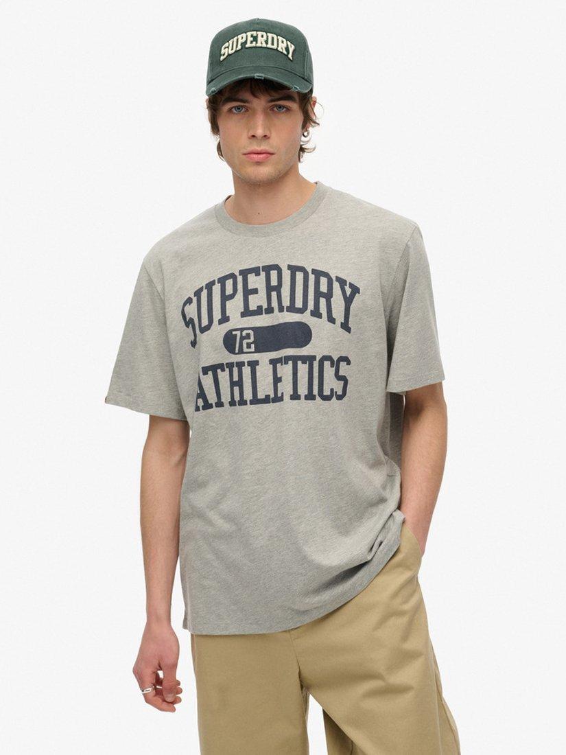 Product image 1 of 2, which shows Superdry Athletic Essential T-Shirt, Grey Marl, S