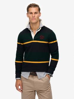 Superdry Vintage Athletic Stripe Rugby Top, Enamel Green, Enamel Green